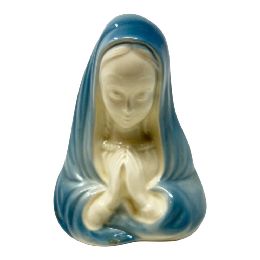 Royal Windsor Madonna Praying Planter Ceramic Blue White Vintage